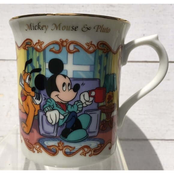 Disney Mickey Mouse Pluto Animated Coffee Mug Tea Cup Lenox Porcelain Vtg 90s - Picture 6 of 10